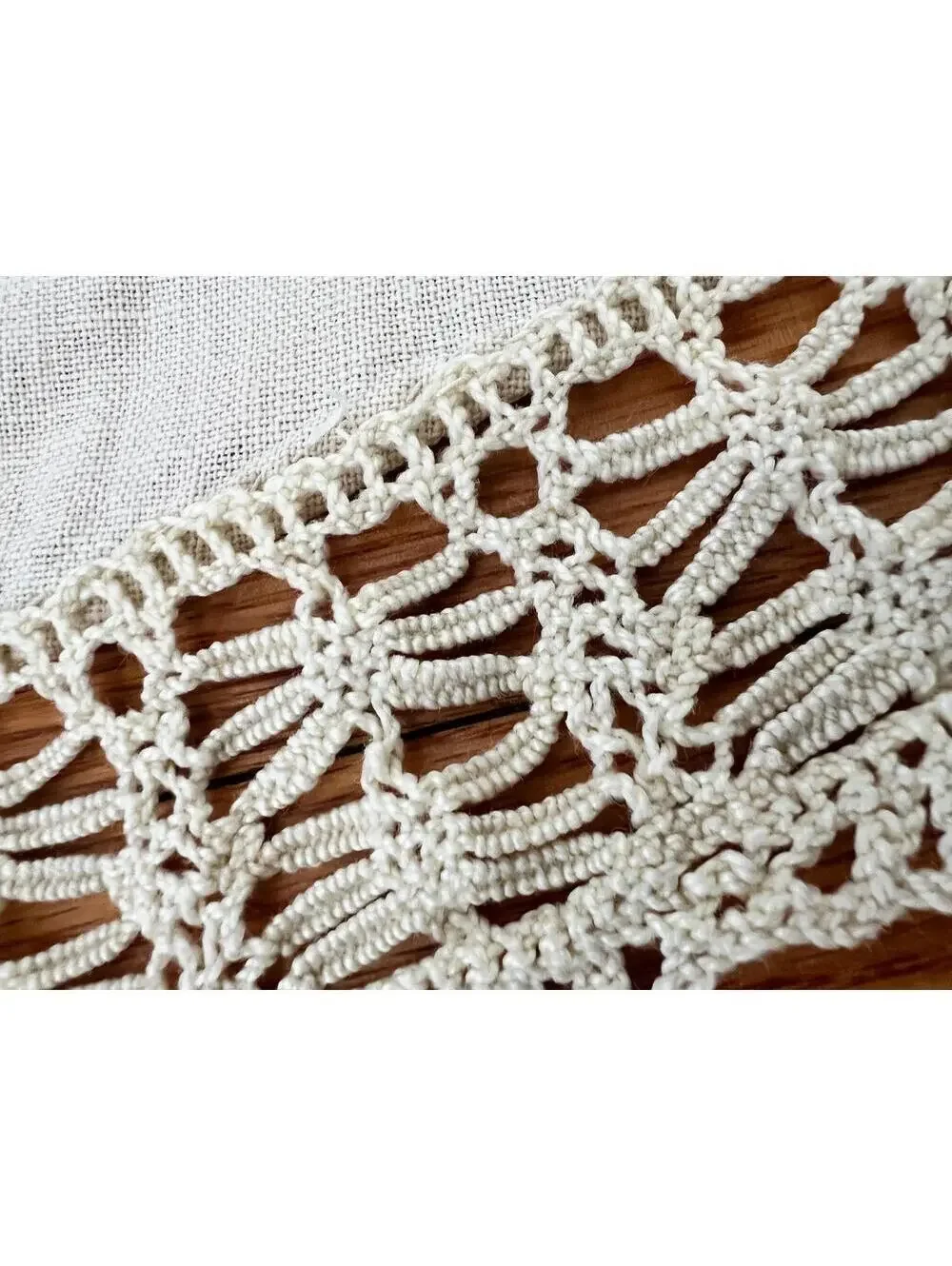 Vintage Embroidered Linen Doily | Floral Crochet Lace Table Topper
